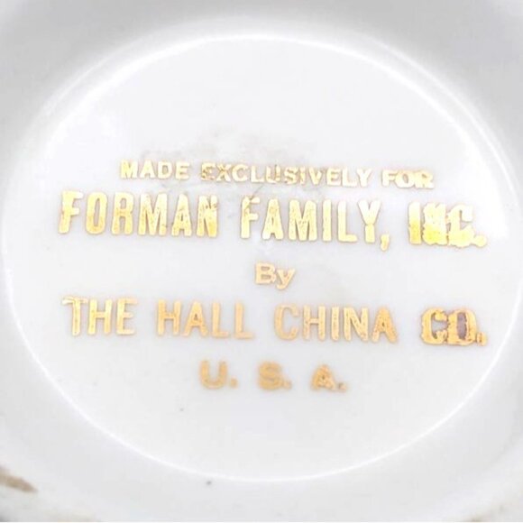 Hall China Forman Family Floral Sugar Bowl Lid Handles USA Vintage MCM Porcelain - Picture 6 of 8